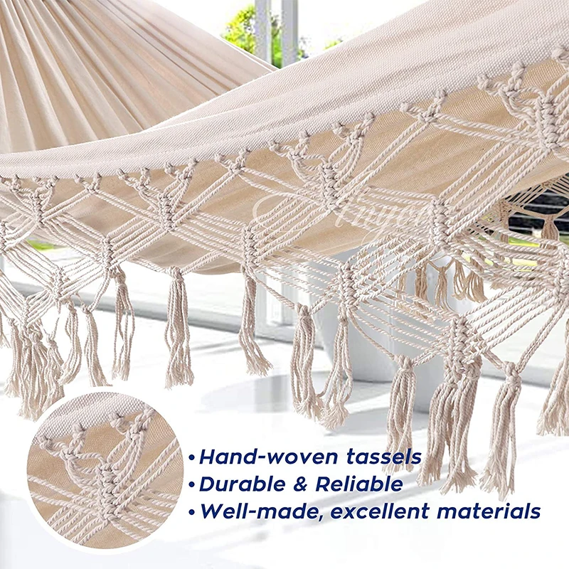 Nordic Style White Cotton hammock Outdoor Indoor Garden Dormitory Bedroom Hanging Chair For Child Adult Swinging Single Hammock