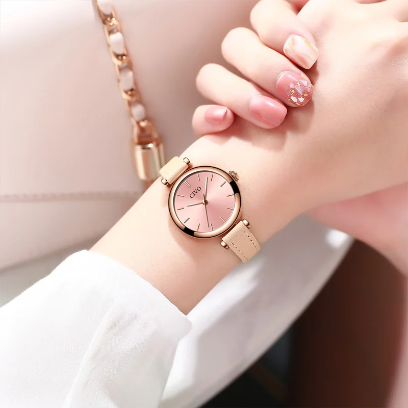 Tanie CIVO luksusowe damskie zegarek na rękę es moda różowy wybierania proste styl panie wodoodporna kwarcowy zegar 2019 sukienka na co dzień zegarek na rękę