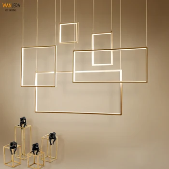 

Modern Square Metal Led Pendant Chandelier Lights Acrylic Dining Room Led Chandeliers Lighting Living Room Hanging Lamp Fixtures