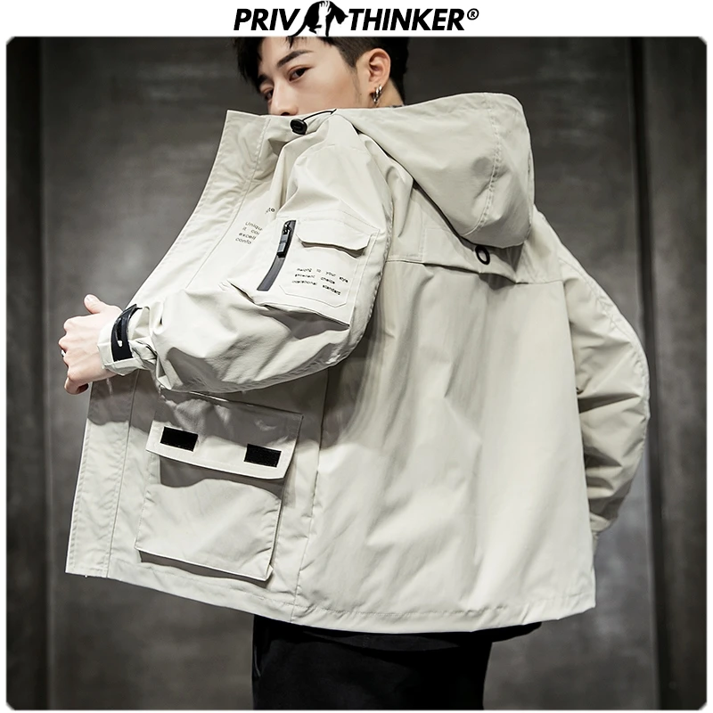 Privathinker, мужская куртка с капюшоном в стиле хип-хоп, Мужская Осенняя верхняя одежда, модное пальто, корейские куртки, мужские, повседневная одежда в стиле сафари