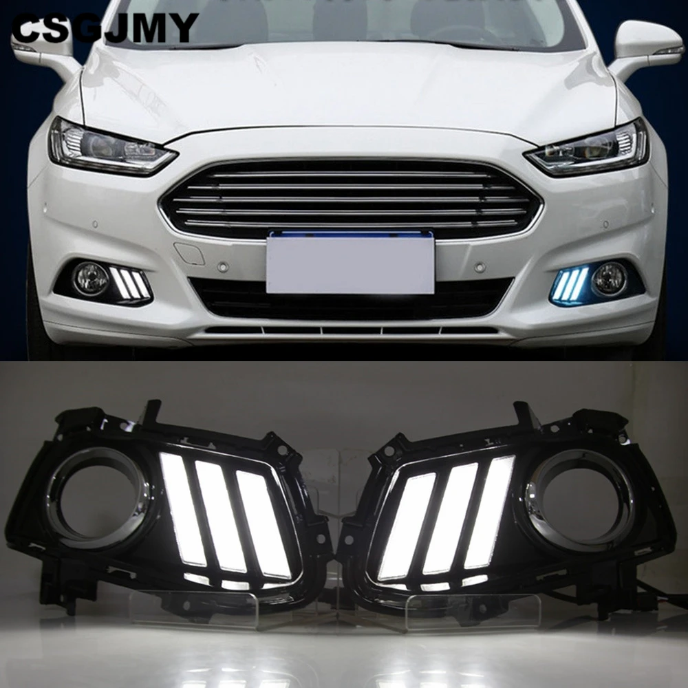 1 пара для Ford Mondeo Fusion 2013 желтое реле сигнала поворота водонепроницаемый автомобильный DRL светодиодный светильник дневного света