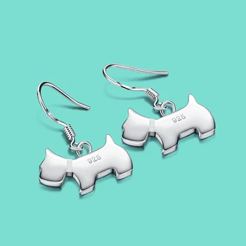 

Fashion silver earrings women's 925 sterling silver earrings cute Animal Dog pendant Solid silver jewelry birthday present