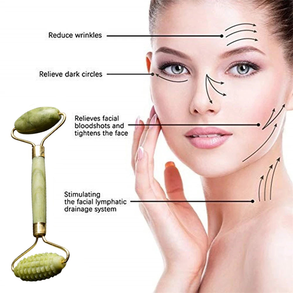 

New Double Head Facial Massage Roller Real Natural Beauty Face Thin Tool Neck Body Slimming Massager Health Care Relaxation