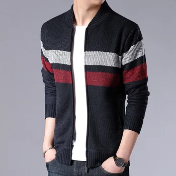 

2019 New Autumn Winter Sweater Men Jacket Strap Zipper Sweaters Knitwear Warm Sweatercoat Cardigans Men Clothing
