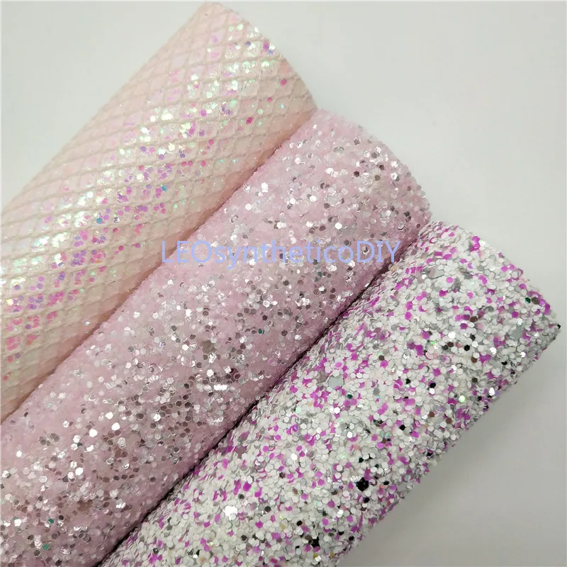 

Mini Roll 30x134CM PINK Glitter Fabirc, Chunky Glitter Leather, Glitter Leather Roll For Making Bows LEOsyntheticoDIY SK032
