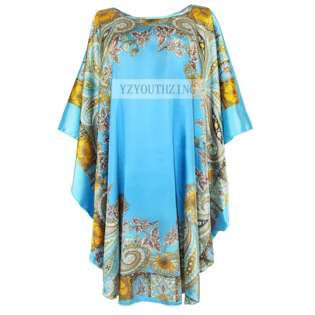 Chinese Vintage Print Lady Robe Dress Nightgown Summer Nightdress Sleepwear Women Satin Rayon Nightwear Bath Gown One Size Style 12