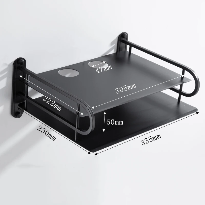 30x25cm Black Color Black Metal Wireless Wifi Router Storage Box / TV Set Box Shelf Wall Hanging Plug Board Bracket Cable Storage Organizer - Цвет: 30x25cm Black Color