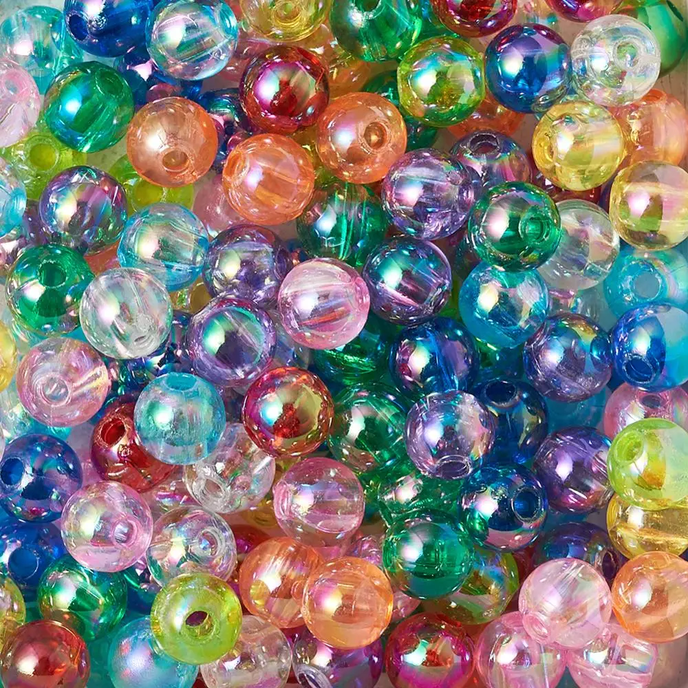 AB цветные круглые акриловые бусины Смешанные разные цвета для изготовления браслета и ожерелья 4 мм 5 мм 8 мм 10 мм Отверстие 1,5-2 мм