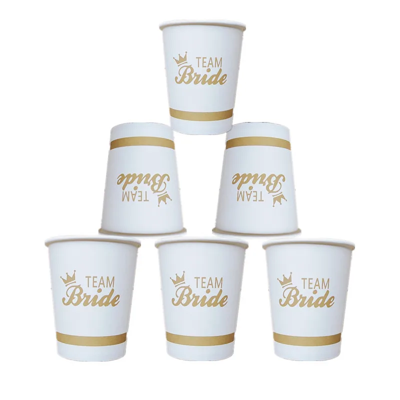 

10pcs/20pcs Team Bride Paper Cup for Wedding Decoration Bachelorette Party Bridal Shower Bride Cup Bridesmaid Gift Party Favor-S