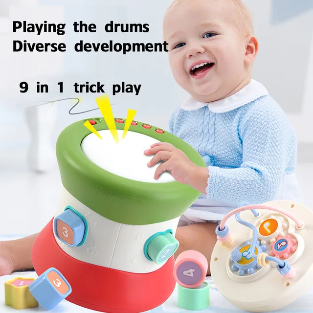 Baby Musical Hand Beat Drum Children Early Education Toy Puzzle Beat Drum Bell Ring Instruments toys birthday gift 1