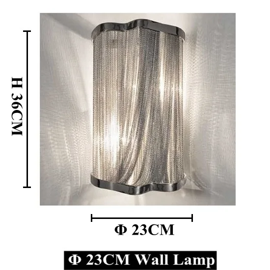 Dia 23CM Wall Lamp LukLoy современный алюминиевый цепной потолочный светильник художественный светодиодный кисточкой серебряная подвеска ресторан спальня осветительные приборы - Цвет абажура: Dia 23CM Wall Lamp