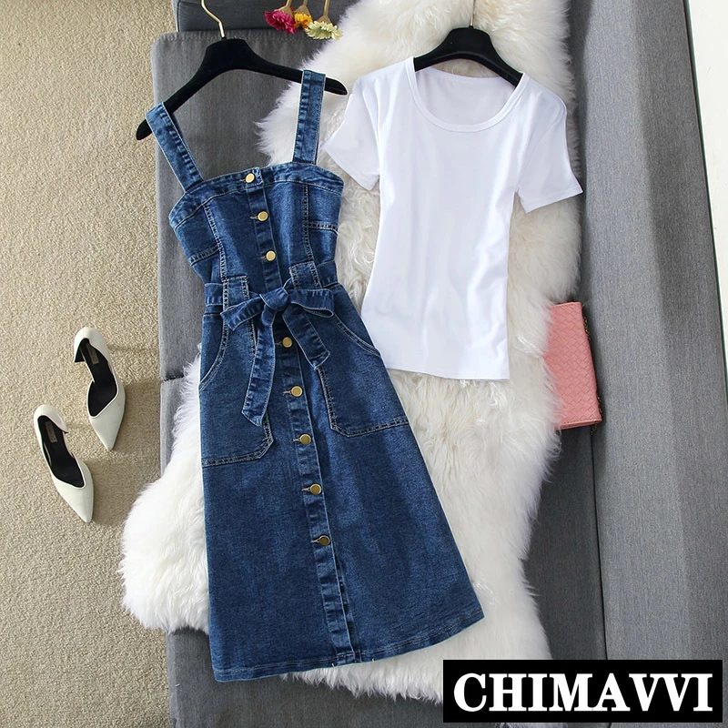 jeans strap dress