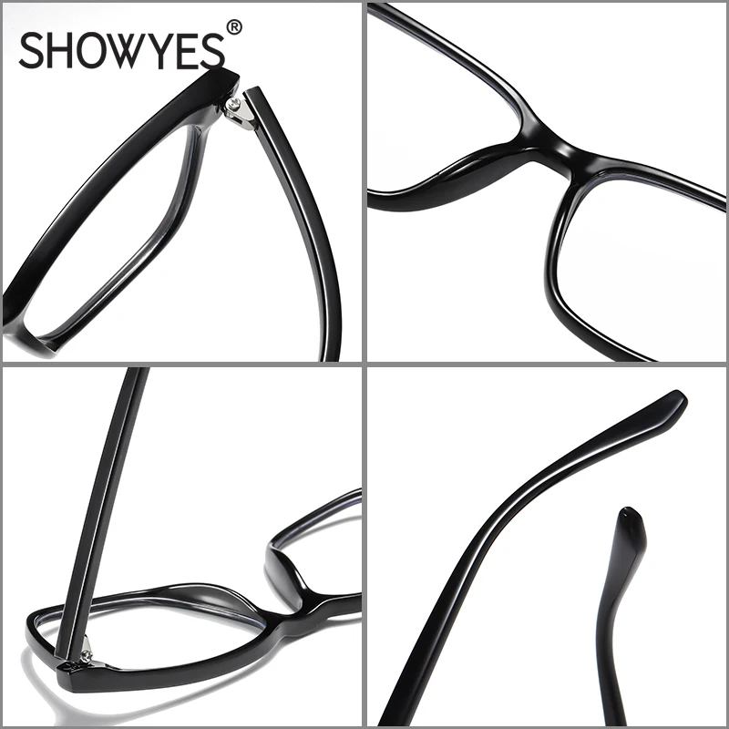 SHOWYES, мужские, анти-синие очки, квадратные, черные, ацетатные, компьютерные очки для женщин, Синие лучи, блокирующие, антибликовые, простые очки 042