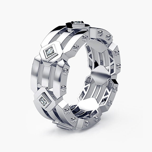 Punk Hiphop Series Mens Ring Band Cothic Geometry Men Ring Stone Trendy Gifts Gadget Ring For Gentleman