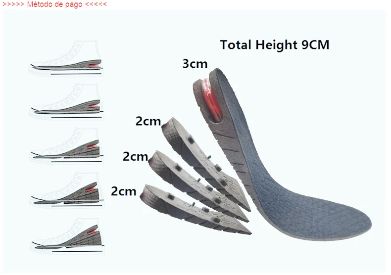 Стелька для увеличения роста на 3-9 см, с воздушной подушкой, с регулируемой высотой, с вырезами, для обуви, с каблуком, с более высокой поддержкой, Абсорбирующая Подушечка Для Ног