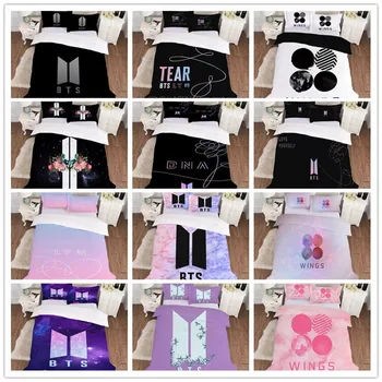 

Hot Kpop Bangtan Boys Quilt Cover + Pillowcase Cartoon MAP OF THE SOUL : 7 Three-piece Suit 19 Styles LU6873