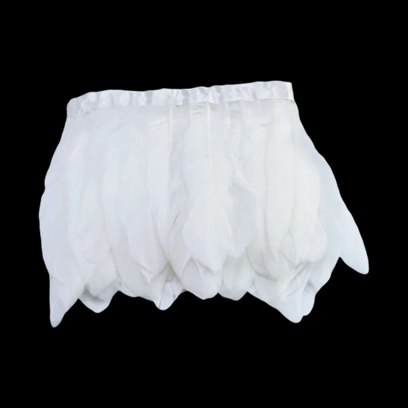 white 2 ярда/партия, карнавальные, кожаные, порошковые, гусиные, перьевые ленты для дома, для рукоделия, для шитья одежды, вечерние, декоративные, 15-20 см - Цвет: white