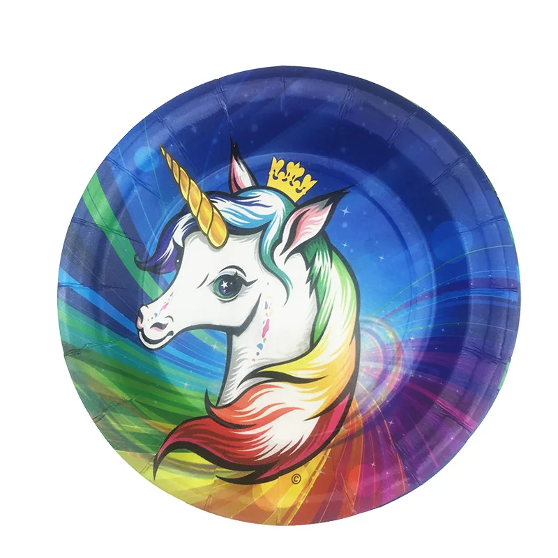 unicorn 7 inch 6 шт./партия, 7 дюймов, 9 дюймов, милый геймпад, печатные бумажные тарелки, игры на тарелки для вечеринки для игровых игроков, товары для дня рождения - Цвет: unicorn 7 inch