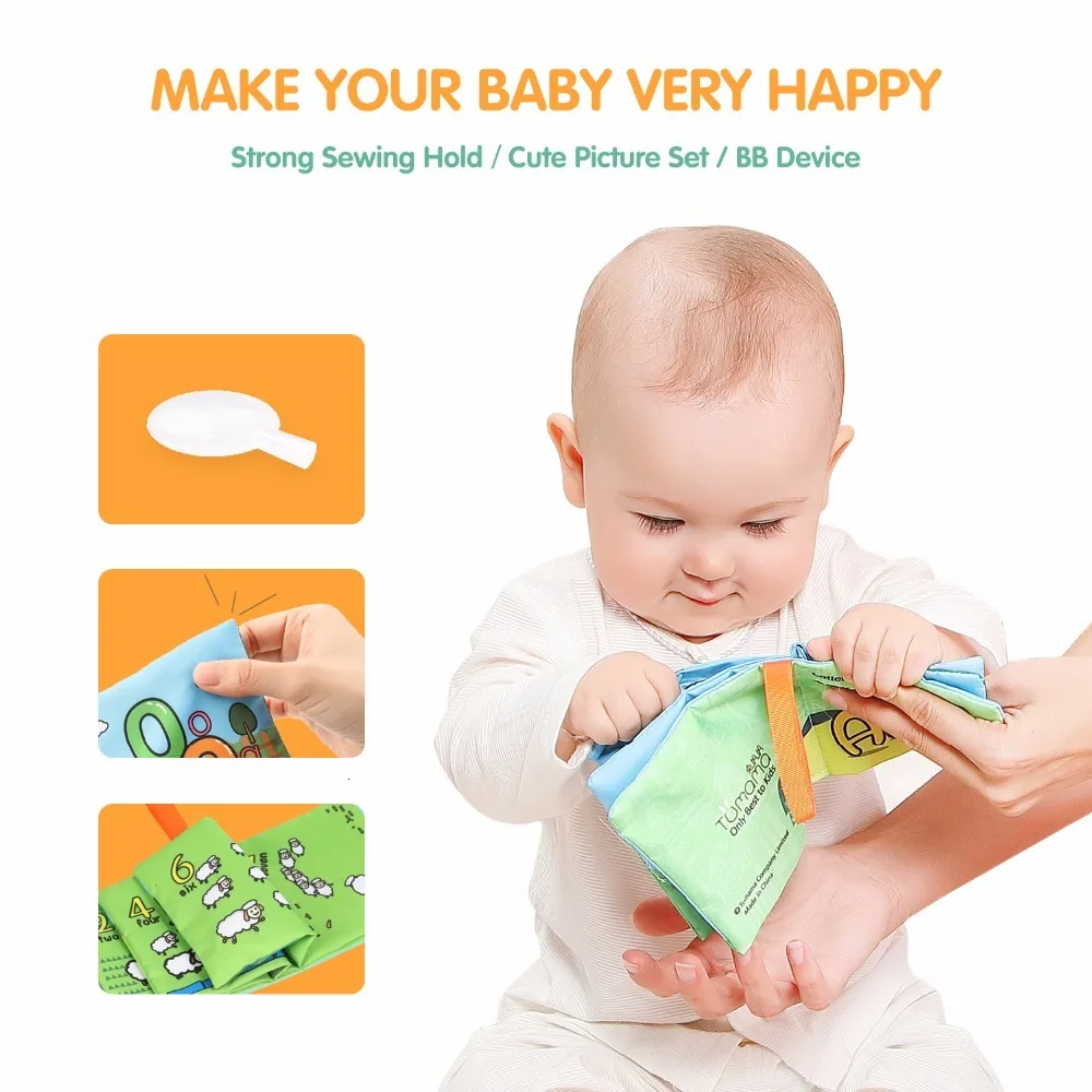 Tumama, подарок для новорожденного ребенка, скретч, ткань, книги, Bebe, игрушки, обучающая игрушка, эхолот, буквенный номер, детская погремушка в коляску, игрушка