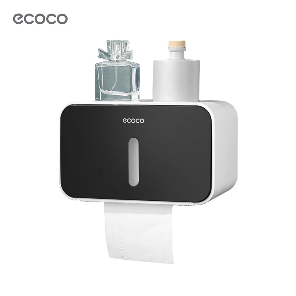 Black Ecoco, не содержит гвоздей, водостойкий, для ванной, туалетной бумаги, рулон, лоток, коробка, настенный, пластиковый стеллаж для хранения, полка для хранения - Цвет: Black