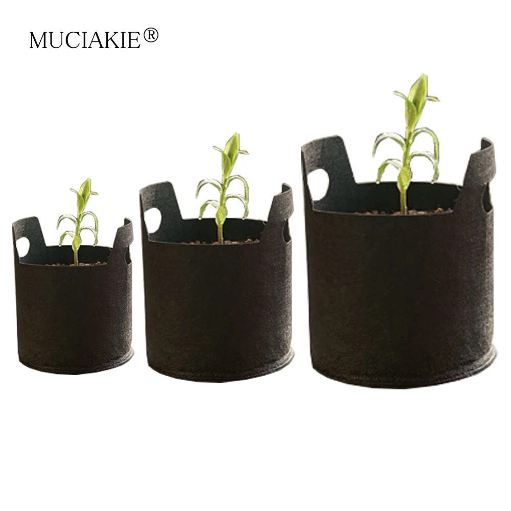 Черный мешок для выращивания растений MUCIAKIE 1 шт. с ручками круглые тканевые