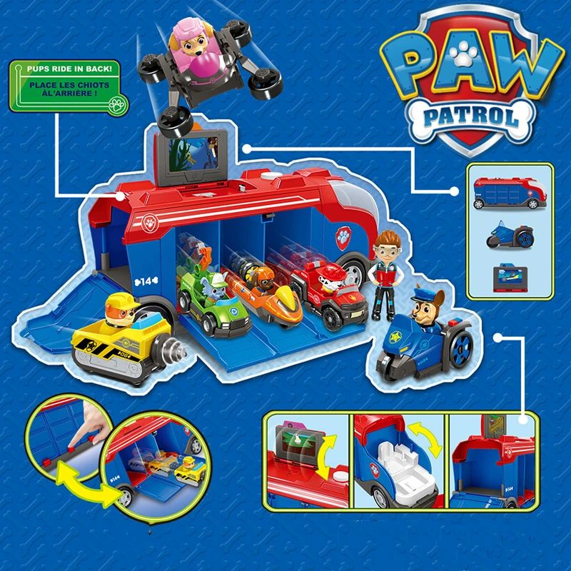Paw Patrol Juguete мобильный спасательный автобус собака Patrulla Canina Аниме фигурки автомобиль ABS фигурки Детские игрушки для детей Подарки 2A03