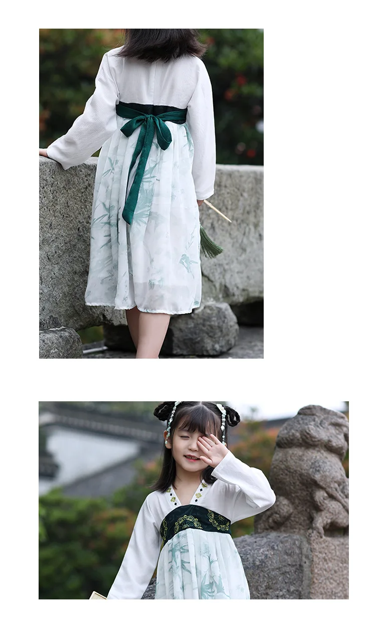 Hanfu платье феи для маленьких девочек Древний китайский традиционный костюм в стиле династии Тан в современный Hanfu костюм для классических танцев народное платье SL1202