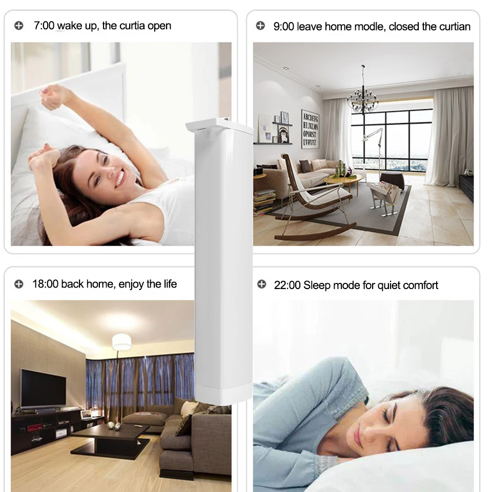 H12e35882b11842c38d56005a1c25bb7dp Tuya Newest shorter Smart WiFi engine Motorized curtain cornice Intelligent Track curtain motor Support Alexa Google home Alice Mallzona