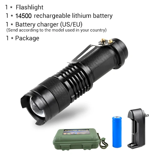 Package C Black Body Мини-фонарик с регулируемым фокусом CREE Q5 2000 люмен светодиодный фонарь AA 14500 фонарь Linterna светодиодный с креплением - Испускаемый цвет: Package C Black Body