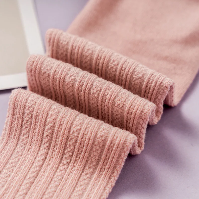 0-4Y Baby Autumn Winter Tights Baby Toddler Kid Girl Ribbed Stockings Cotton Warm Pantyhose Solid Candy Color Tight