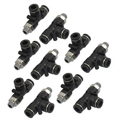 

10 Pcs 1/8" PT Male Thread 8mm Pneumatic Push In Fittings T Joint Connectors