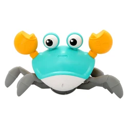 Sisland – jouet interactif en forme de crabe rampant pour bébé, avec éclairage et musique, pour anniversaire, avec capteur, fonction d'évitement d'obstacles 
