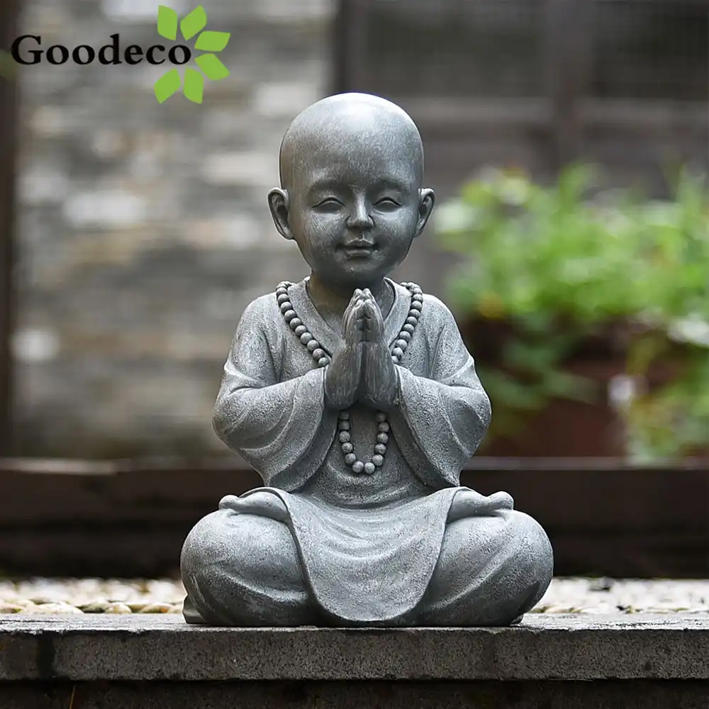Goodec Statue De Bouddha Pour Bebe Decoration De Jardin En Plein Air Sculpture De Moine Zen En Position Assise Sur La Pelouse Aliexpress