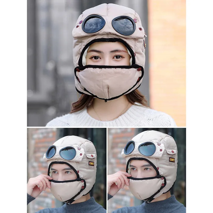 Зимняя охотничья шапка маска очки шарф ветрозащитная флисовая подкладка Лыжная шапка набор для улицы H9