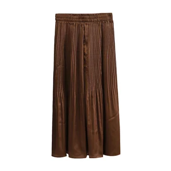 

Women Spring Pants Plus Size Wide leg Pants Female Slim Stretch Satin folds Trousers Casual high waist F61-8132