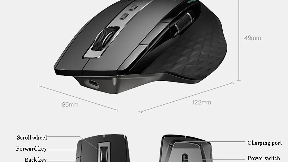 Rapoo MT750L / MT750W rechargeable multi-mode Bluetooth wireless mouse, office business Bluetooth and 2.4G free switching mice computer