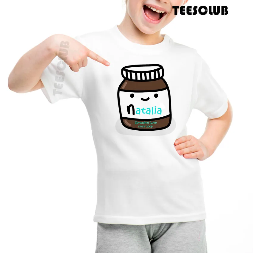 Детская одежда; коллекция года; модная забавная Футболка с принтом Nutella Kawaii; футболка с круглым вырезом для маленьких мальчиков и девочек; крутые летние топы - Цвет: C9