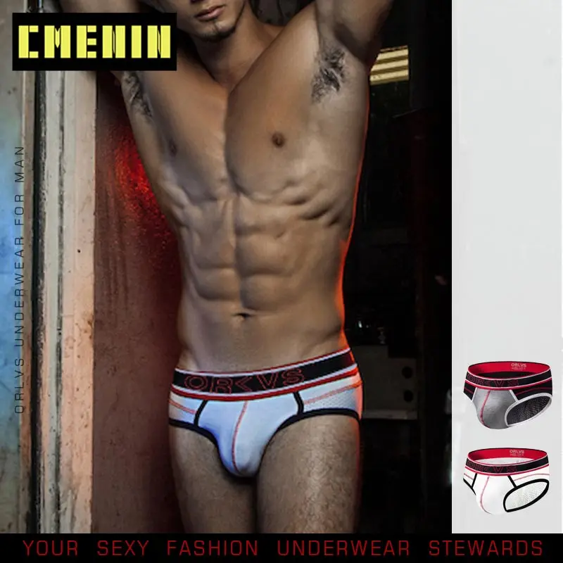 Мужские трусы джоки из хлопка желтые брифы бикини бандаж на лямках сексуальное