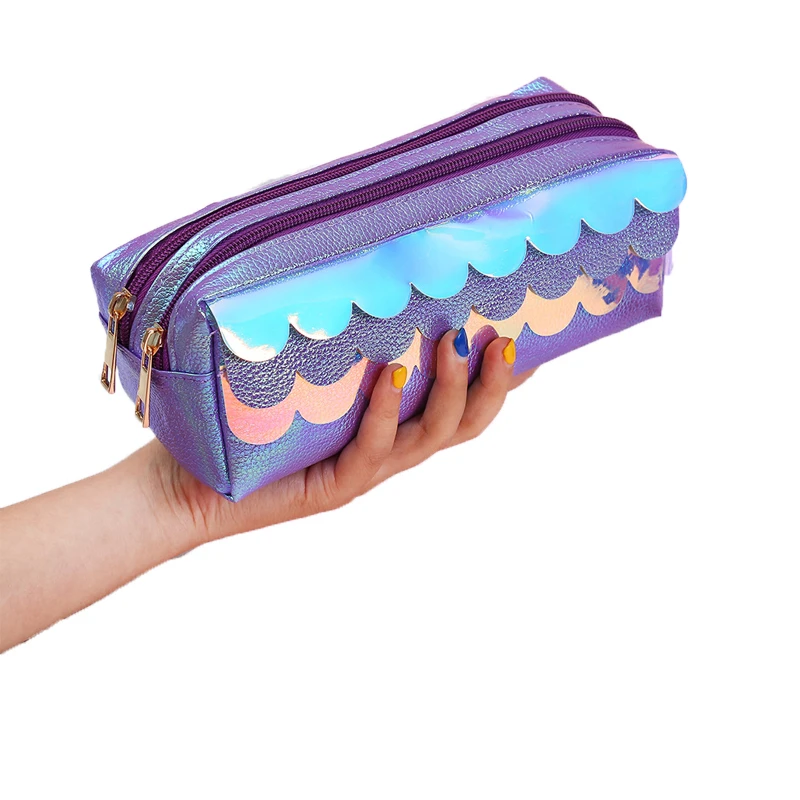 

Kawaii Mermaid Scales Pencil Case Box Bag Iridescent Laser Pencilcase for Girls Big Stationery School Supplies Gift Make up Bag