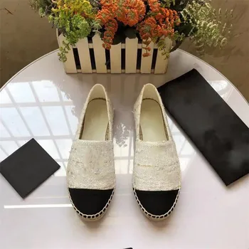 

Hemp Chain Flats Shoes Women Fishmen Mixed Colors Luxury Brand Round Toe Fall Spring Lazy Shoes Desginer Zapatos De Mujer Logo