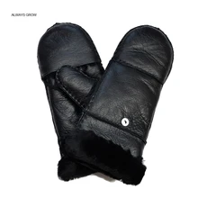 

New Winter women gloves sheep skin thick warm one size