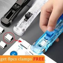 

Transparent Stapler Data Collation Folder Push Folding Office Supplies Student Stationery Storage And Binding Paper Clip Tools