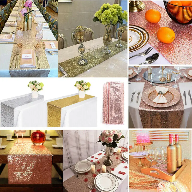 

Exquisite Table Runner Sequins Shining Tablecloth Dining Table Flag Cover Wedding Table Cover Party Decor Christmas Tablecloth
