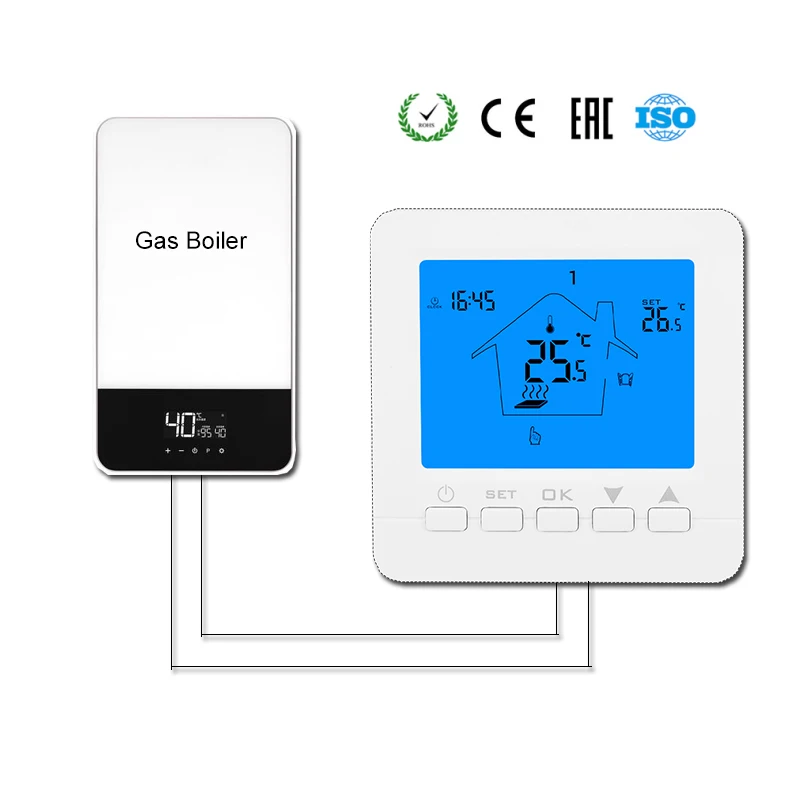 Blue Backlight Газовый котел термостат напольный нагревательный регулятор температуры цифровой Еженедельный Программируемый Терморегулятор с батареей АА - Цвет: Blue Backlight