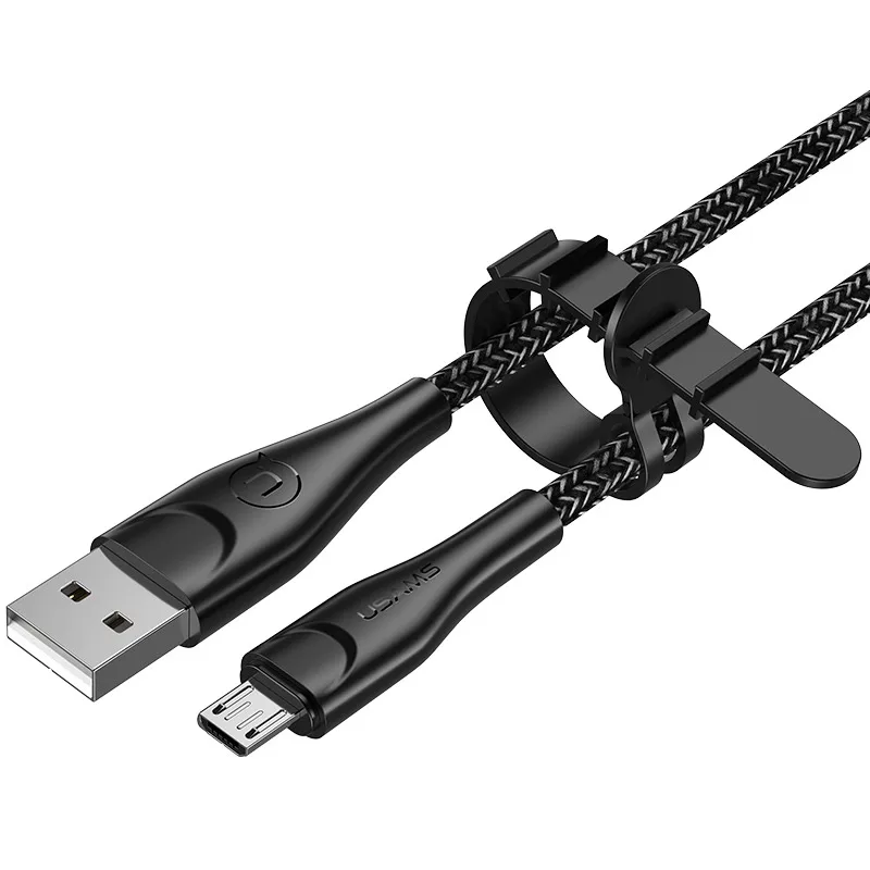 Черный USAMS 3 м 2 м 1 м Micro USB кабель для Xiaomi Redmi Micro USB кабель для зарядки и передачи данных Android microusb кабель для samsung s7 зарядный шнур - Цвет: Черный