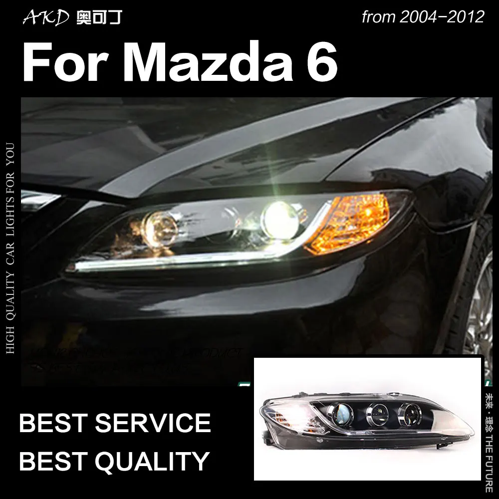 AKD автомобильный Стайлинг для Mazda 6 фары 2004-2012 светодиодные Mazda6 ДХО Hid Angel Eye
