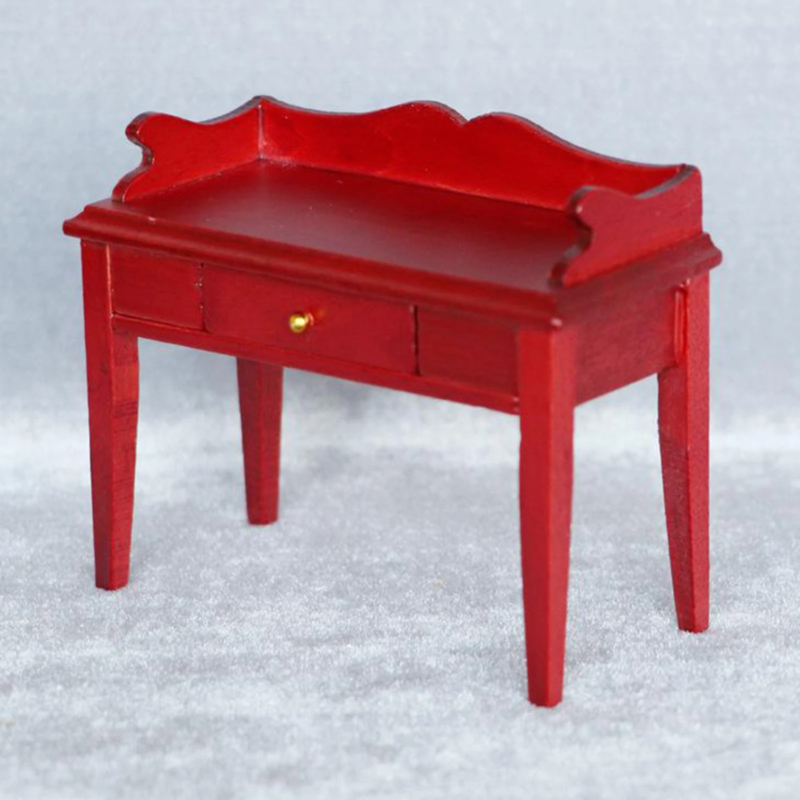 Dollhouse Handmade Birch Wood Desk Table Miniature Set for 1:12 Dolls House
