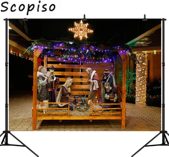 

Scopiso Christmas Jesus Nativity Scene Photography Backgrounds Vinyl New Year Home Decoration Camera Backdrops Photo Studio Prop