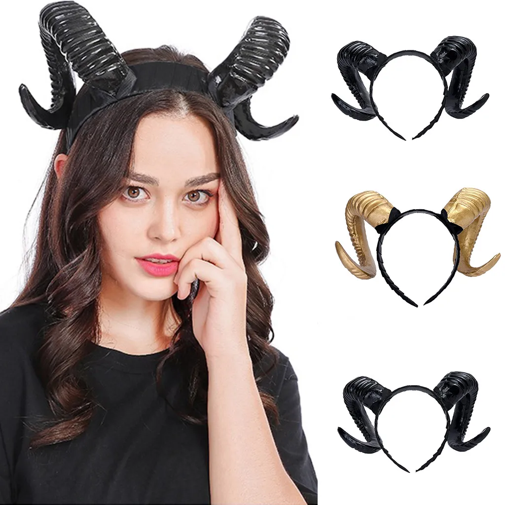 Artificial Sheep Ram Horns Costume Ram Horns Headband for Halloween Cosplay Costume Black