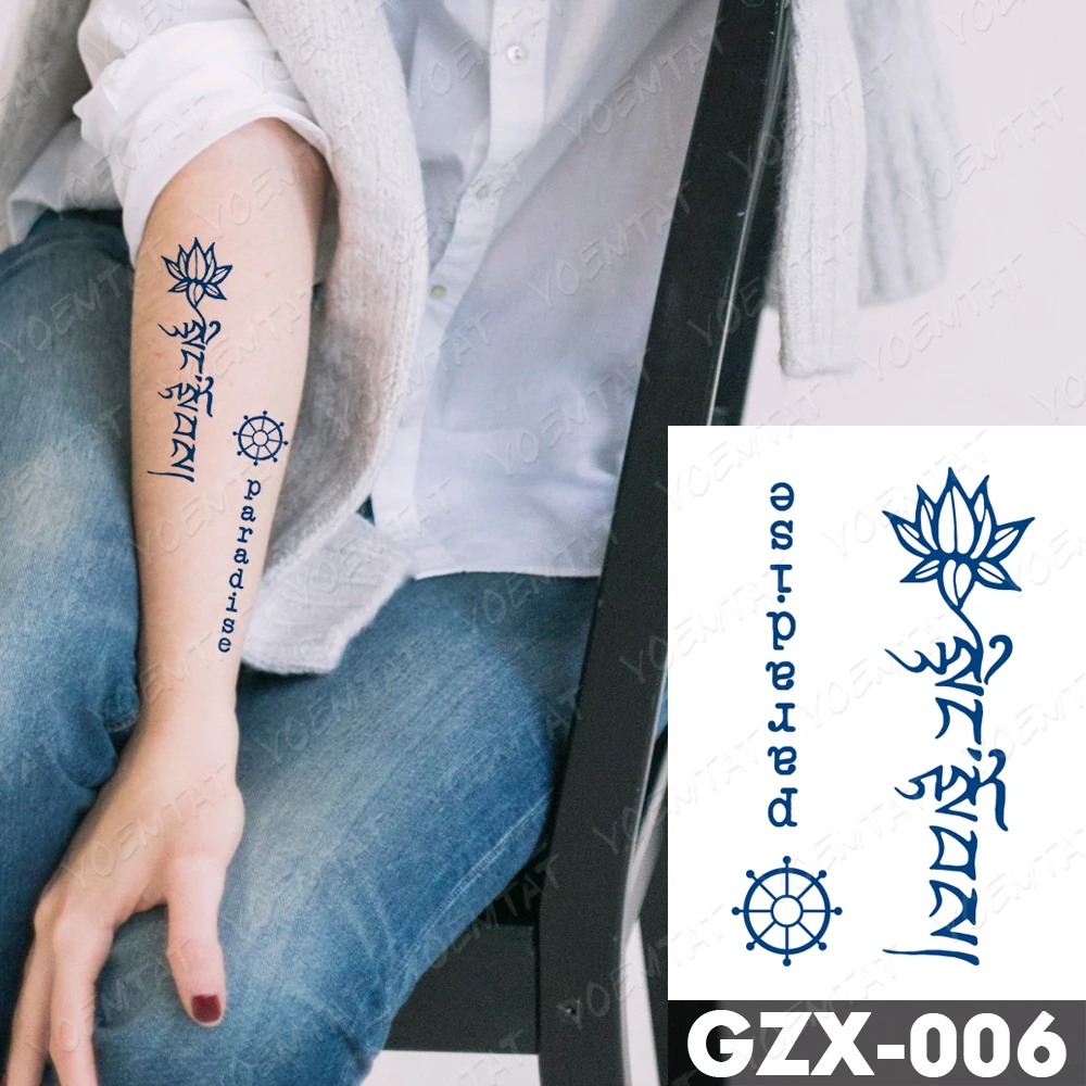 4 Phönix-Blumen-Tattoo-Aufkleber – Semipermanent, Wasserfest, Großer Arm-Design